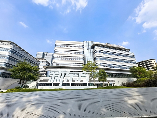 消除图片顶部伸出来的树枝枝桠，补充和原图一致的蓝天背景，保持和原图一样的风格和色彩，没有突兀感，保留所有建筑和文字内容不变