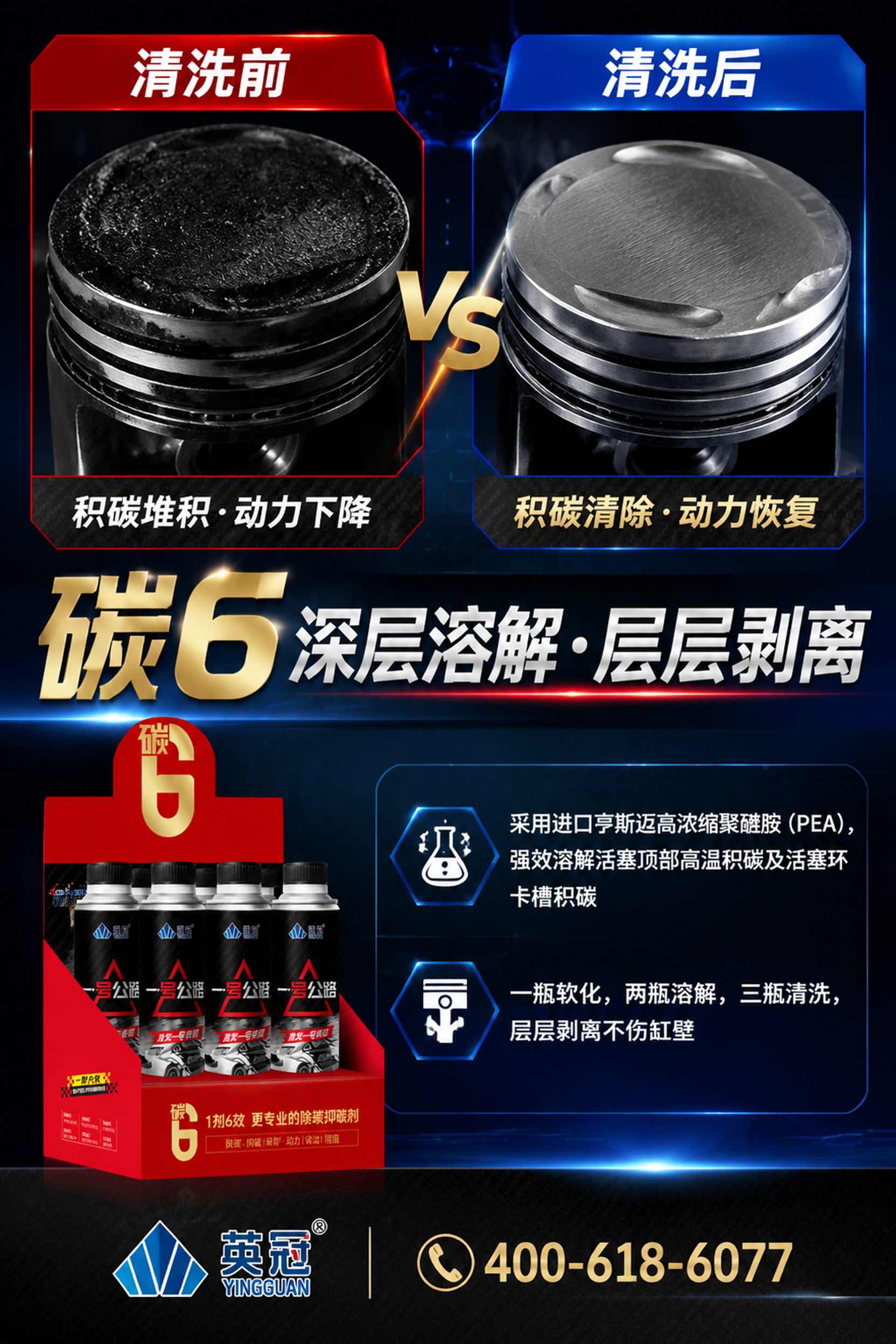 英冠碳6除碳抑碳剂KT板海报（对比展示型），竖版2:3比例，科… - 图片创意预览