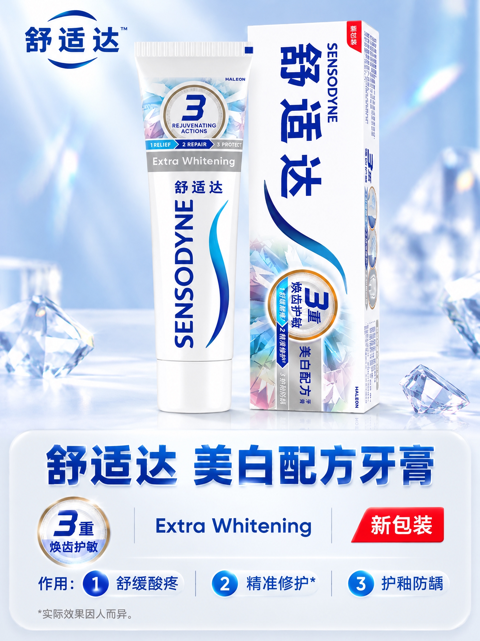 [详情-2] 舒适达美白配方牙膏单品详情，3:4竖图。 [统一… - 图片创意预览