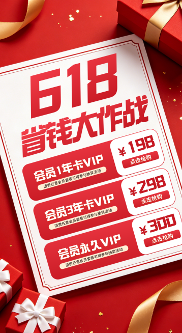 618促销电商红色喜庆大字风活动海报预览效果