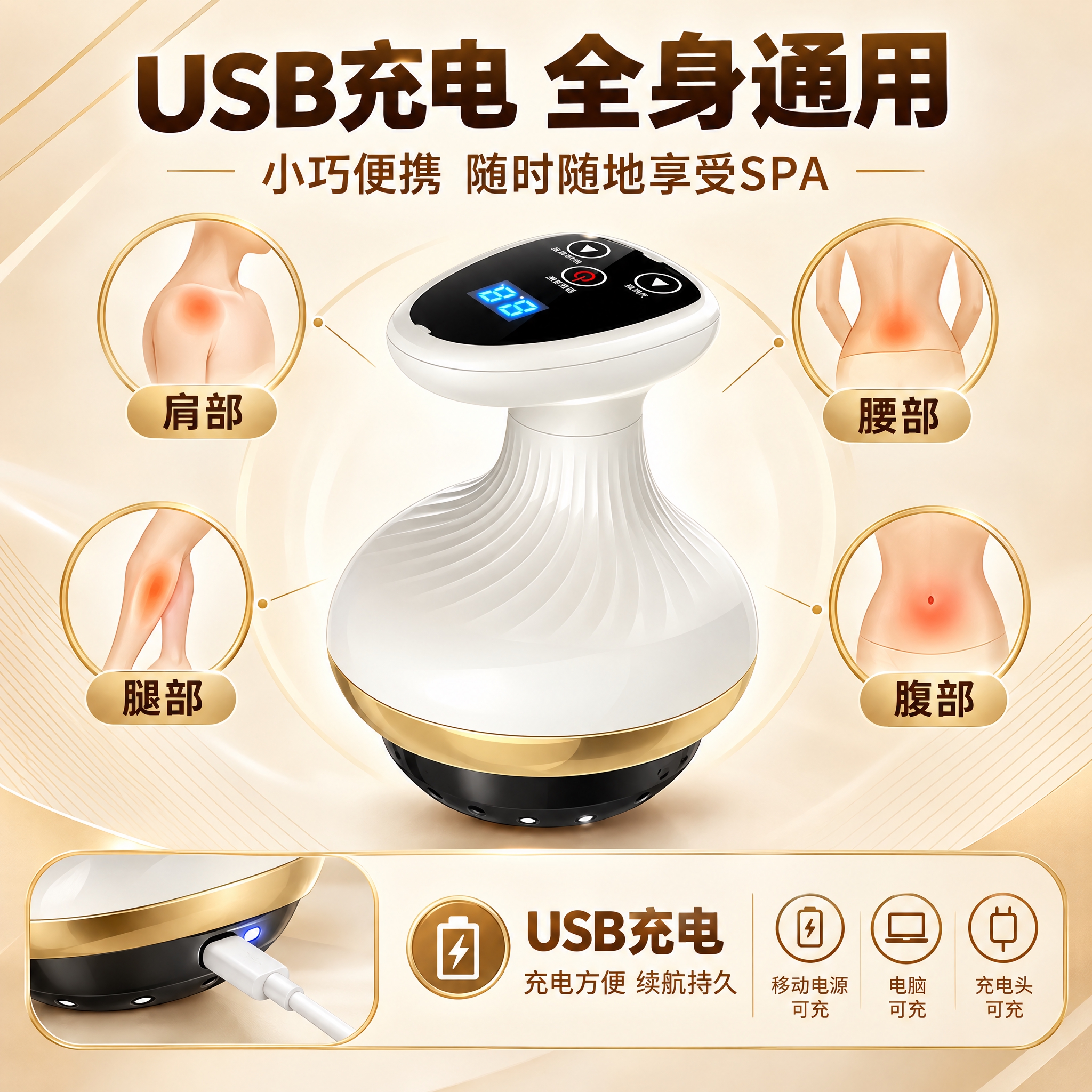 [主图-7] 电动刮痧拔罐温灸仪 USB充电便携性+多部位适用… - 图片创意预览