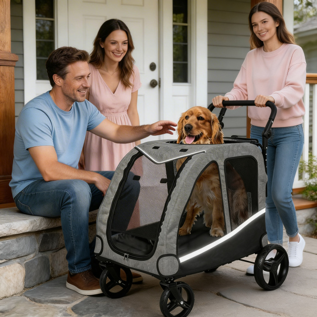 去除图片右下角的"AI生成"水印文字，保持原图构图、色彩和内容不变，智能补全被遮挡的地面区域，保留所有产品、人物、宠物细节，修复画质保持整体自然协调预览效果