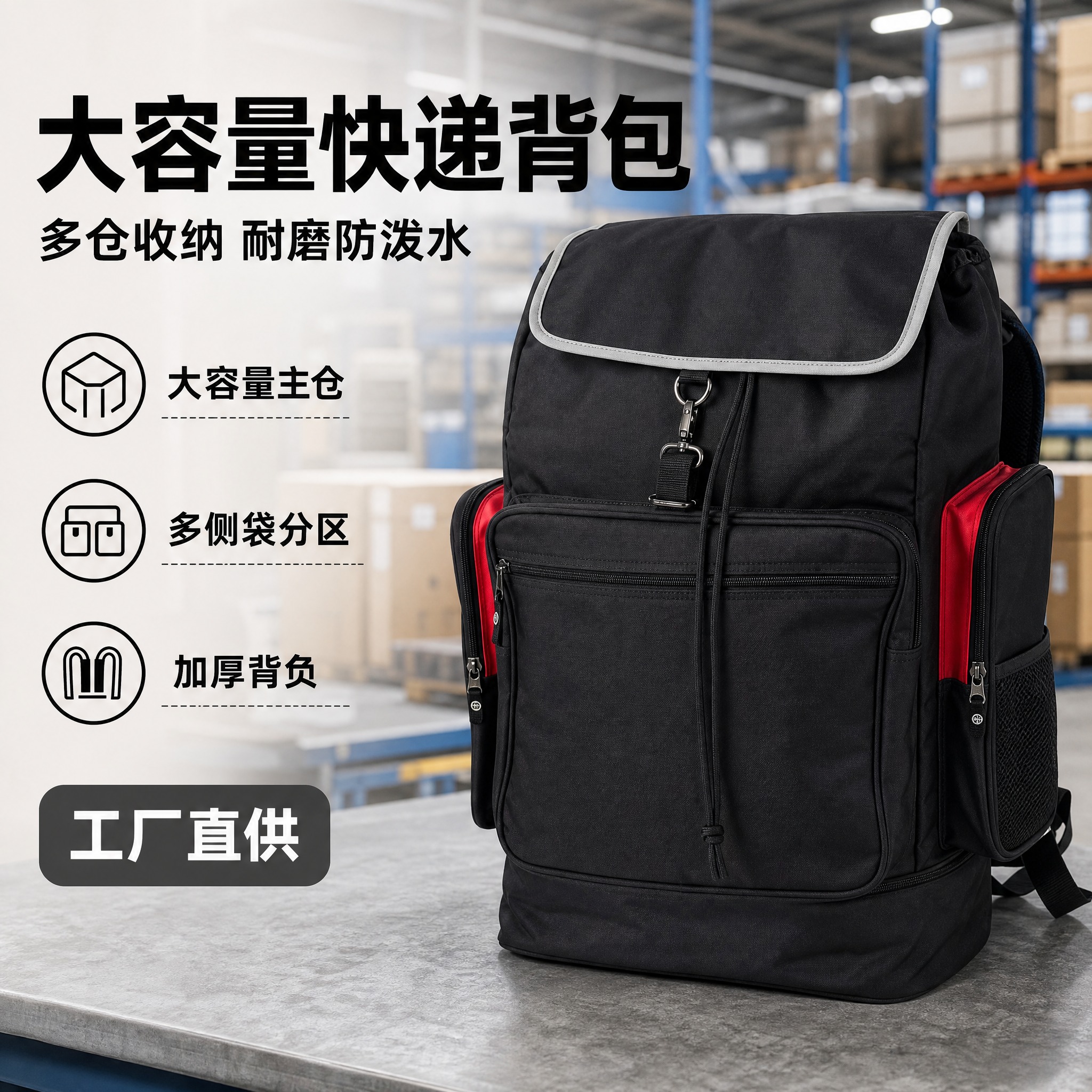 [单张主图] 大容量快递背包 1688 B端源头感主图，路线为… - 图片创意预览