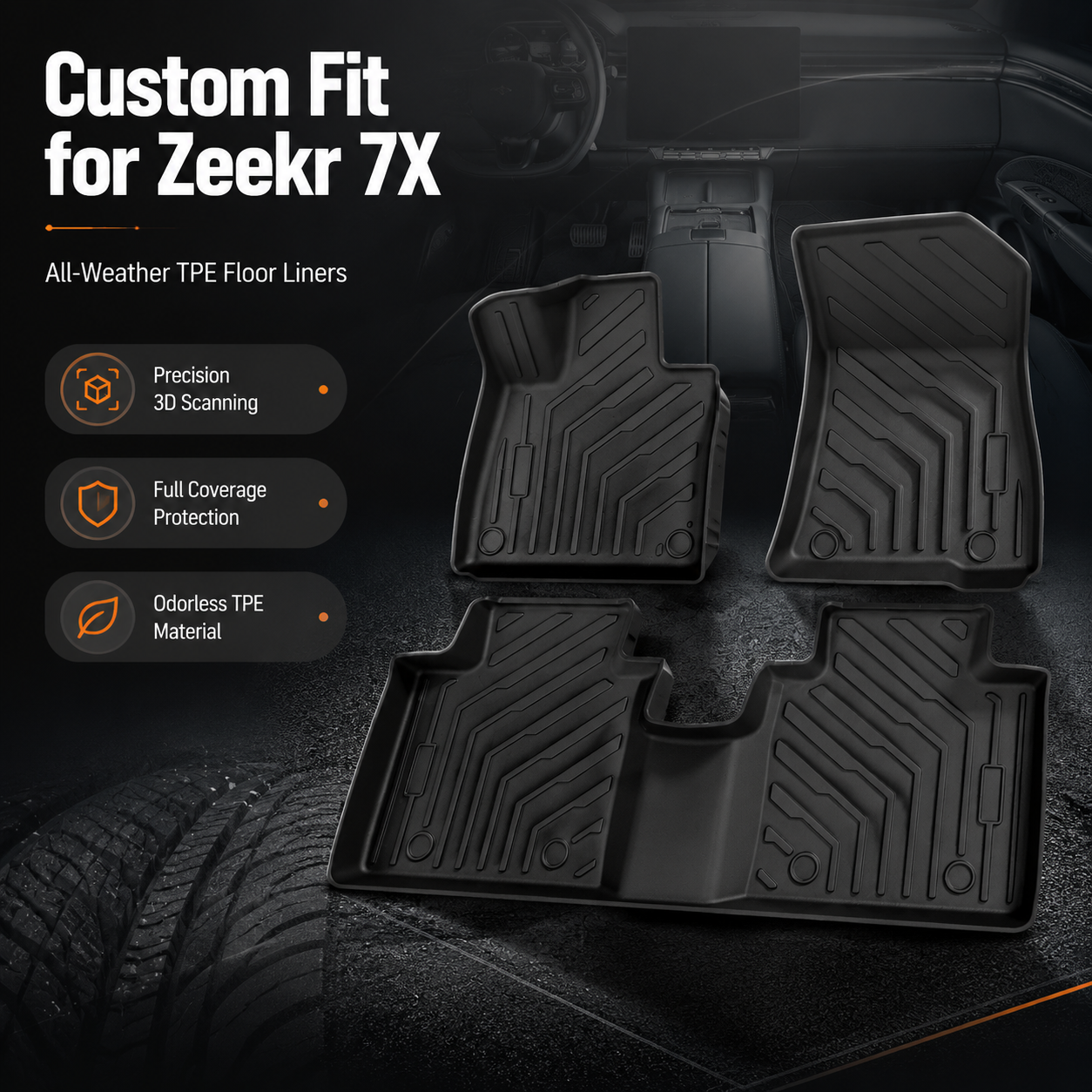 [商品] 使用【图1】Zeekr 7X单层黑色TPE脚垫套装（… - 图片创意预览