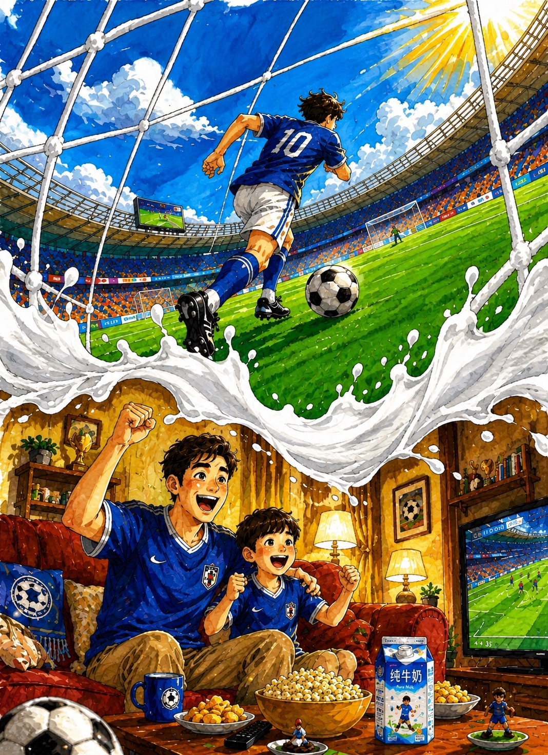 将这张水彩风格插画转换为马克笔手绘插画风格，保留原画面所有构图… - 图片创意预览