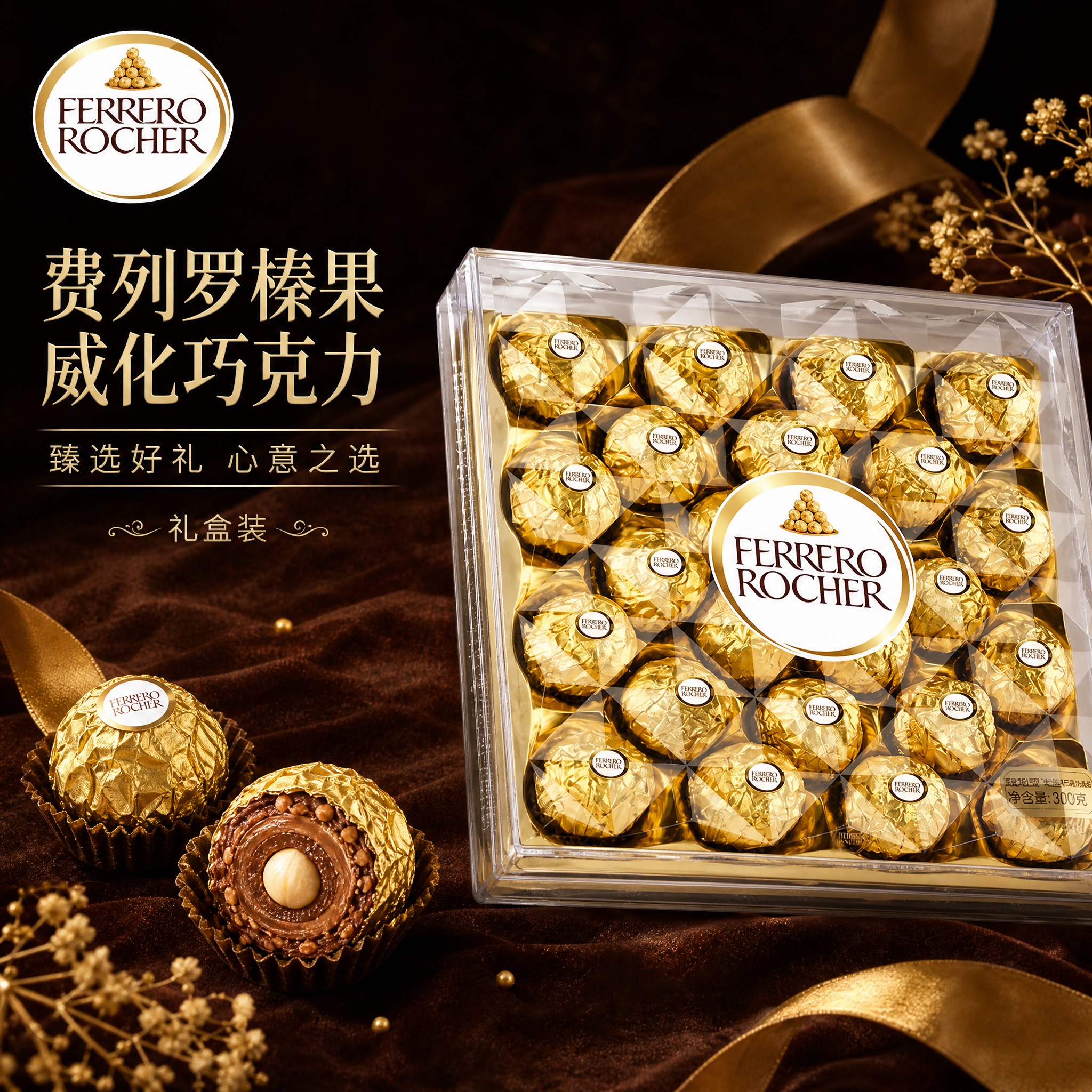 [主图-1] 费列罗Rocher榛果威化巧克力礼盒首图，突出高… - 图片创意预览
