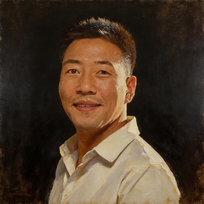 保留图中人物面部特征，生成意式优雅熟男风男士头像写真，暖调油画质感，慵懒优雅气质，体现闷骚魅力，方形构图预览效果