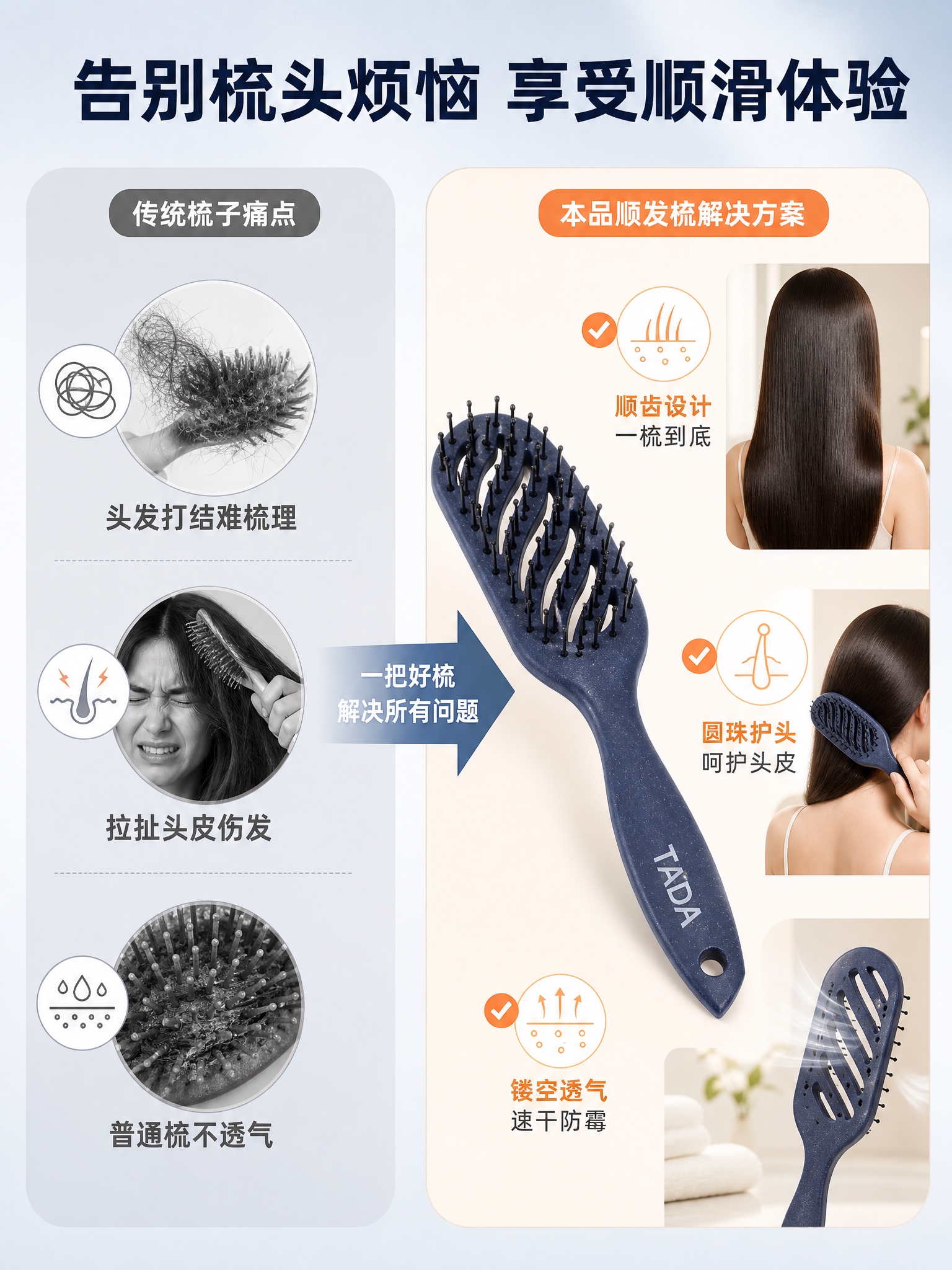 [商品] 使用【图5】藏青色顺发梳斜放图；保留藏青色磨砂梳身、… - 图片创意预览