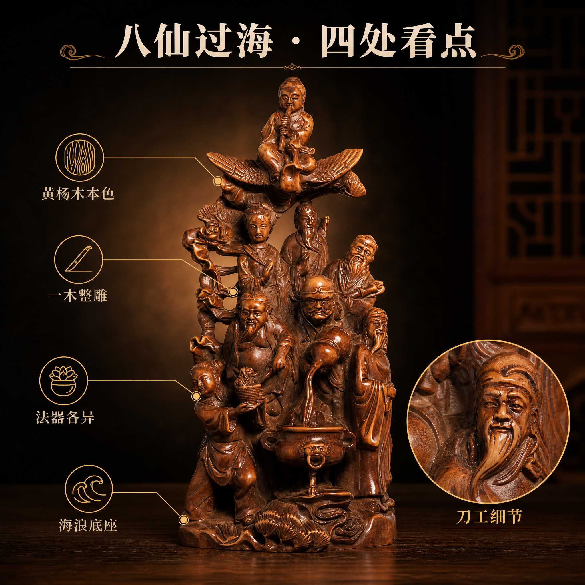 [主图-2] 工艺信息图：八仙过海群像主视觉加四个图标卖点与指… - 图片创意预览
