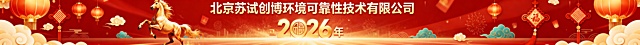 生成一个15360*1080的马年背景图，标题为北京苏试创博环境可靠性技术有限公司