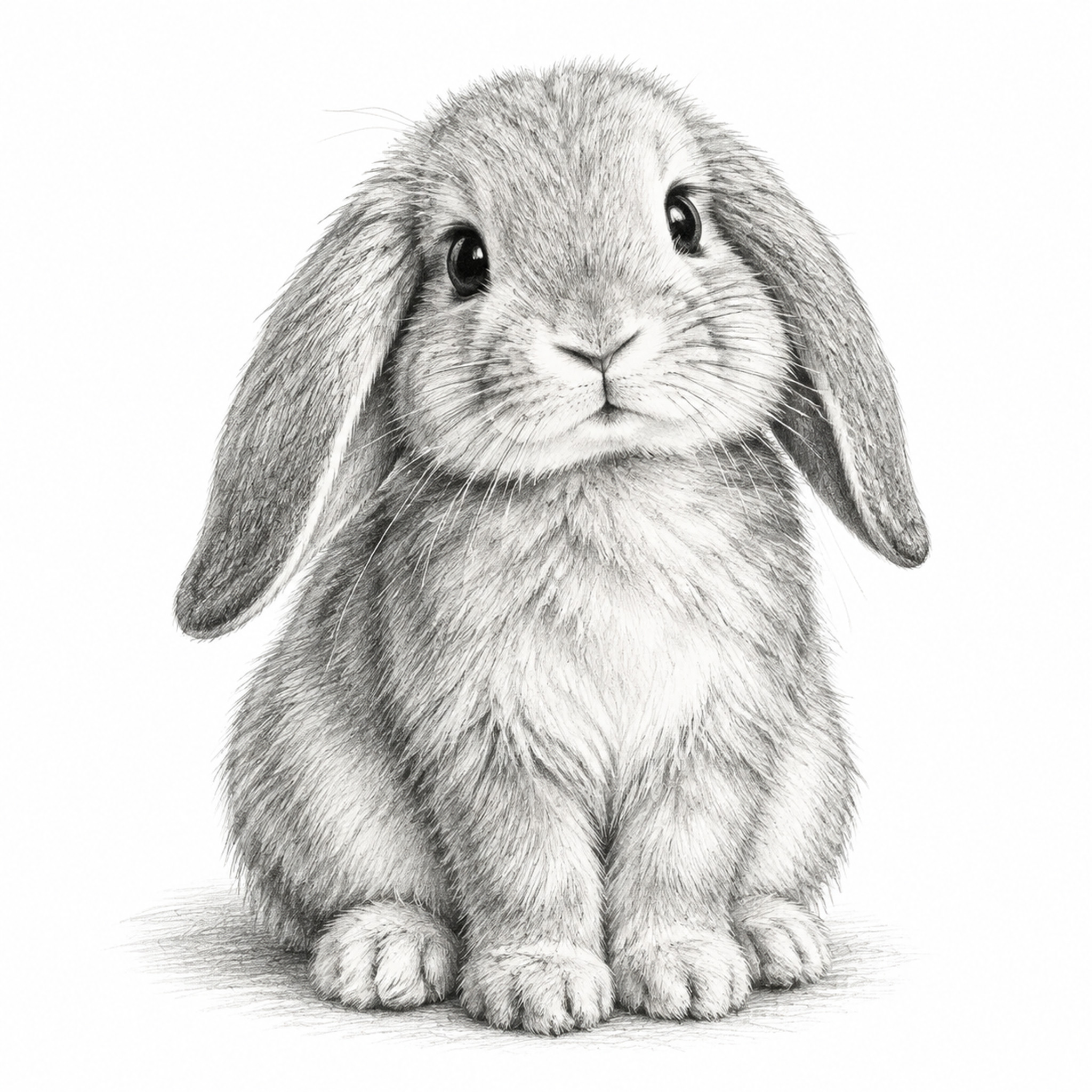一只可爱的兔子素描画，铅笔手绘风格，细腻的线条勾勒出兔子柔软的… - 图片创意预览