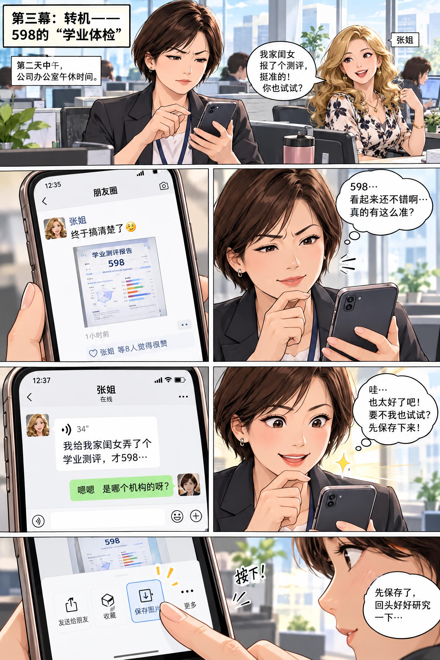 都市漫画风格，第三幕：转机——598的'学业体检'。第二天中午… - 图片创意预览