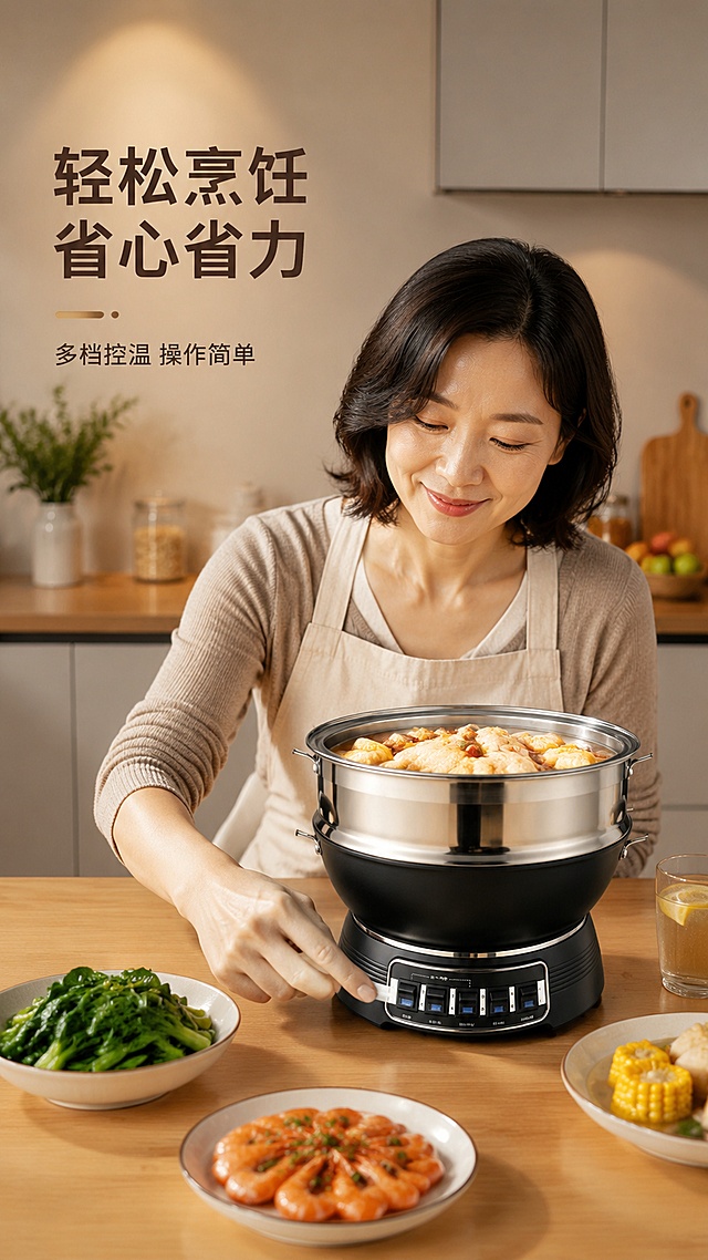 「图片1」，生成一套详情页，商品名称为艾莱仕,荟仁系列,免开锅，突出锅体里，周边把手可以去掉,重点突出，适配淘宝/天猫平台，单图比例为9:16，需求屏数为8张。