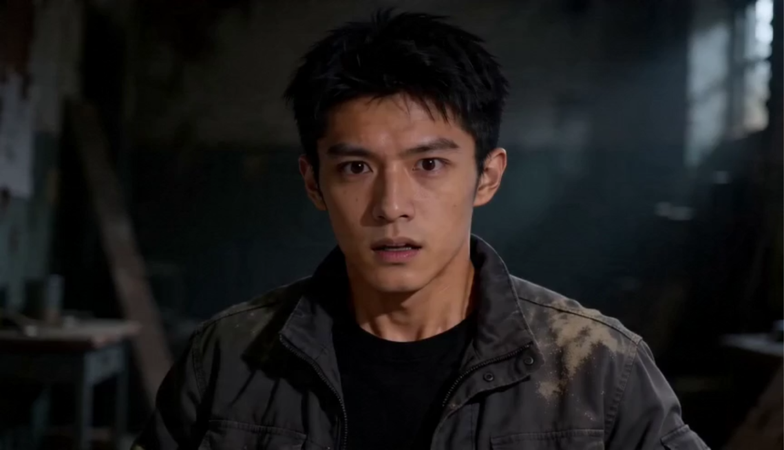 AI真人末世短剧开场，男主林辰真实写实照片，极度真实皮肤纹理，高清写实，逐一切换黑底白字大字字幕卡，依次显示：第一幕"我是林辰，我 重生了"，林辰低沉口吻读出，第二幕"从那个末世中..."，林辰沉重口预览效果