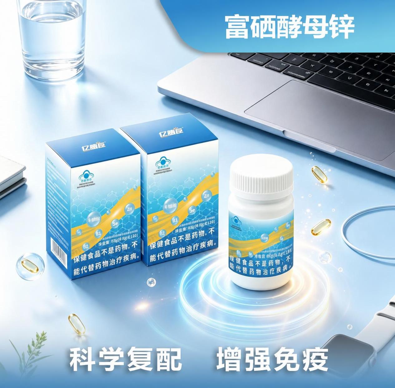 在原图基础上，在现有药盒的右侧再增加一盒完全相同的亿恒臣富硒酵… - 图片创意预览