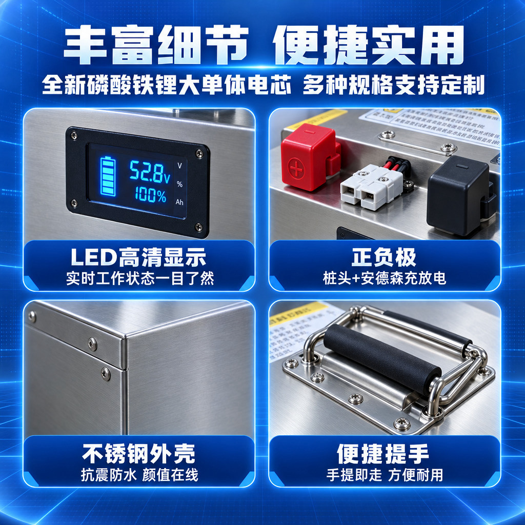 [主图3-结构细节证据] 强狮储能锂电池产品细节展示图，四宫格… - 图片创意预览
