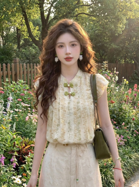 产品衣服保留，所有细节完全不变，更换人物和背景，生成新的穿搭展示图，保持整体清新自然风格预览效果