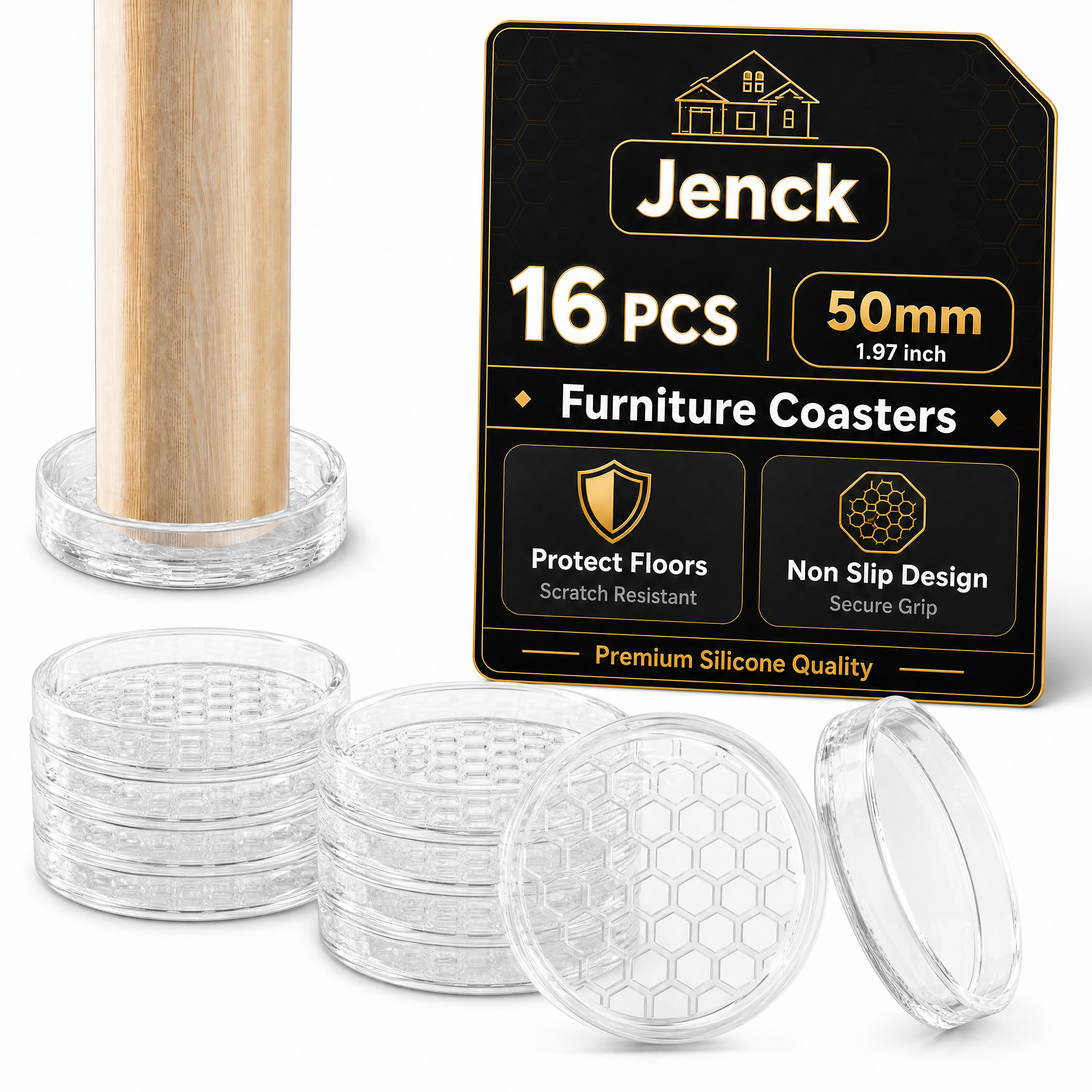 [Amazon主图 黑金配色 16PCS 50mm] Jenc… - 图片创意预览