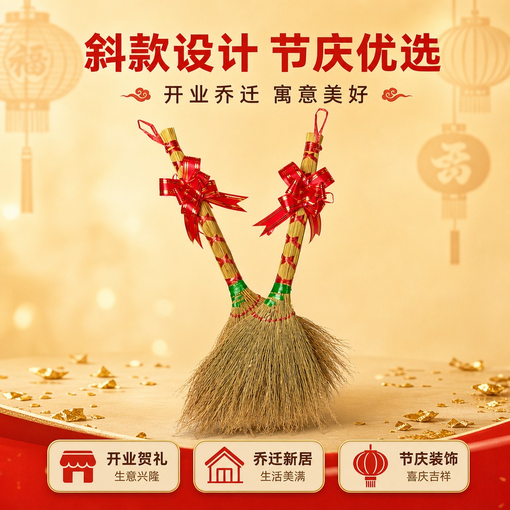 [商品] 使用【图2】两支小扫把斜款捆红绳手持图；保留斜款造型… - 图片创意预览