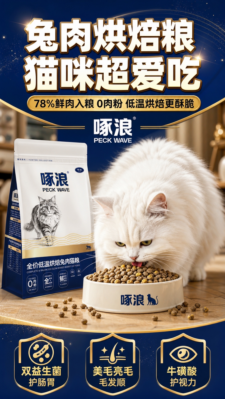[商品] 使用【图1】啄浪全价低温烘焙兔肉猫粮包装袋（猎手系列… - 图片创意预览