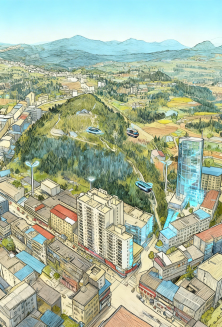 生成手绘样式，背景为浅蓝色渐变，添加现代科技感元素预览效果