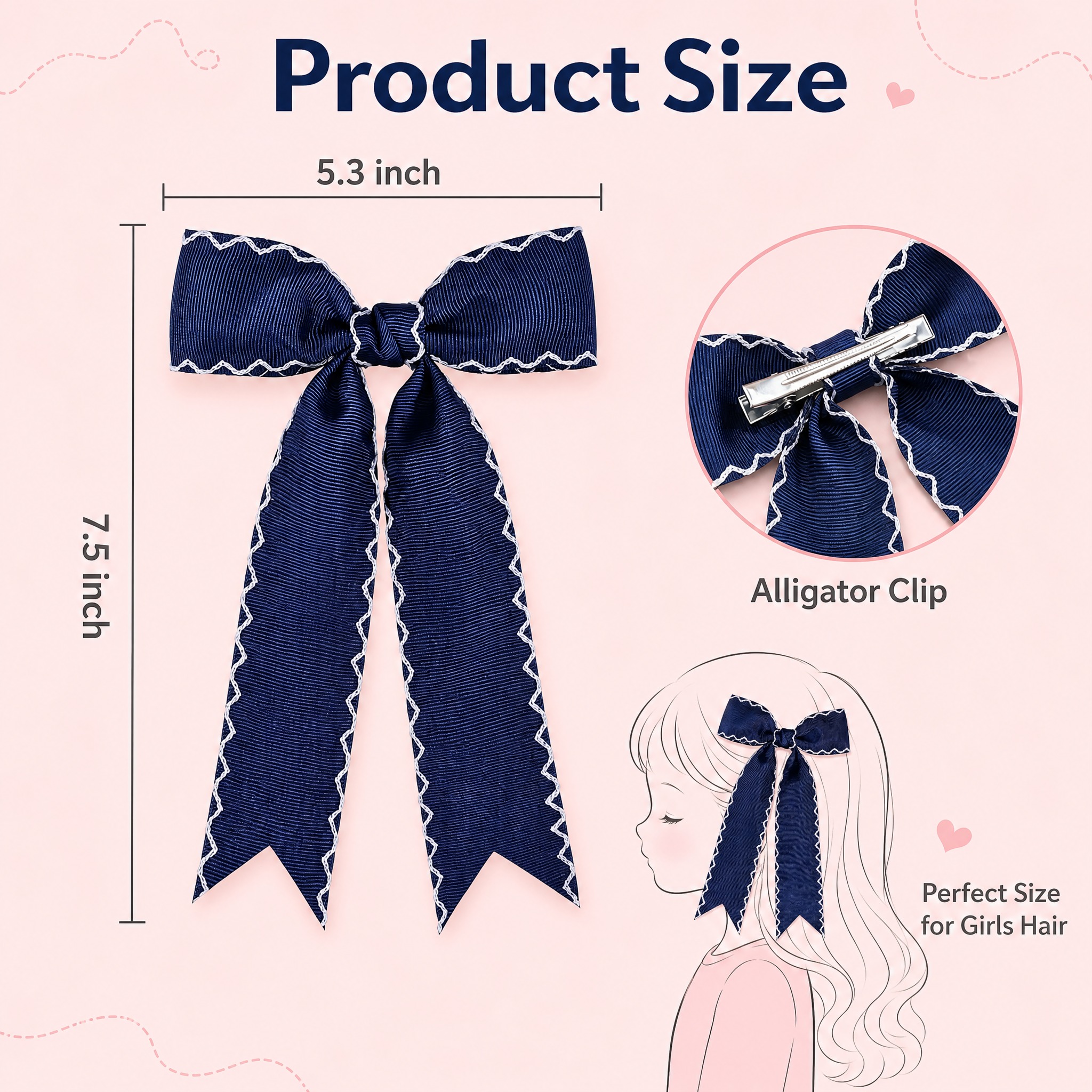 [主图-4] 2Pcs Wave Lace Edge Bow… - 图片创意预览