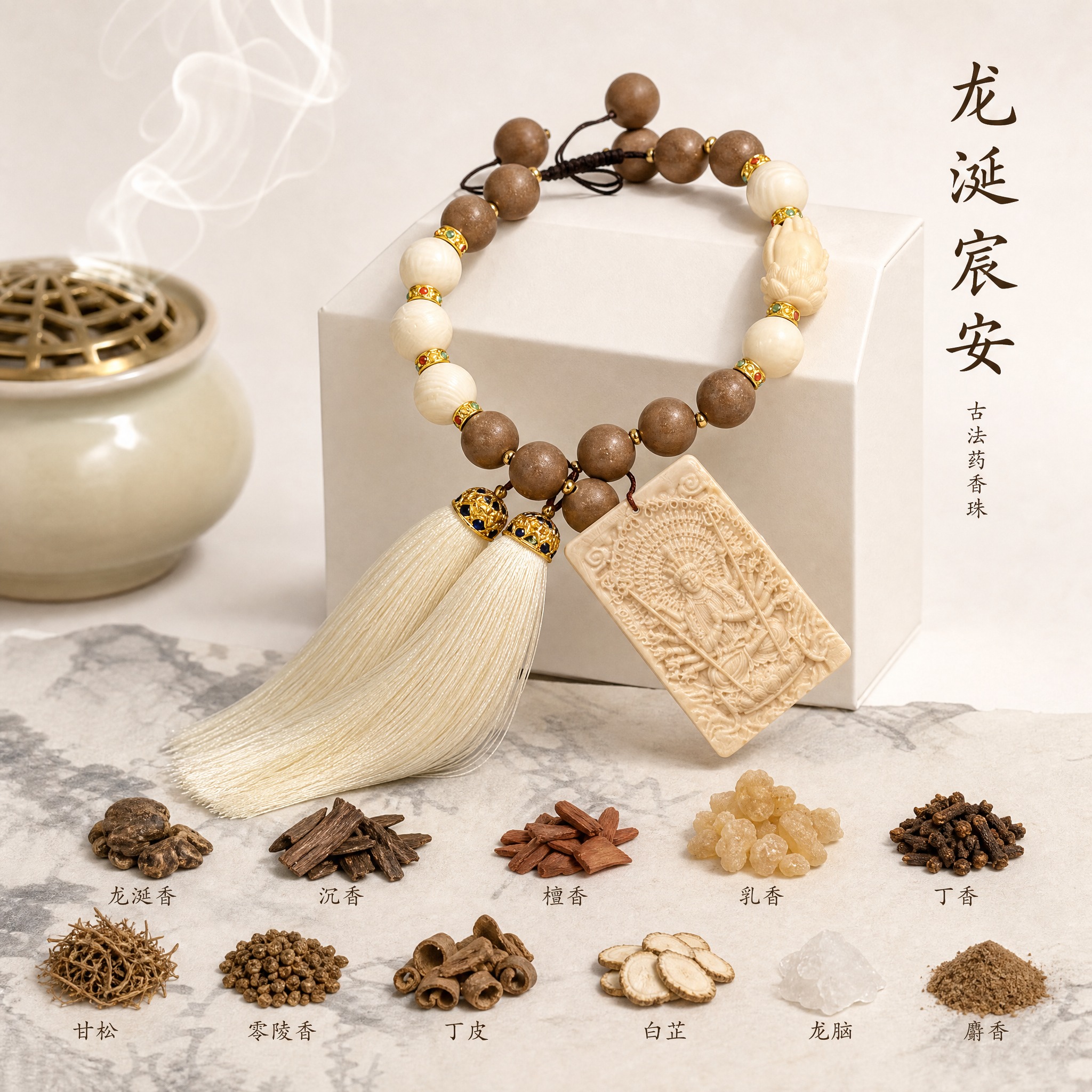 [主图-1] 龙涎宸安药香珠手串整体氛围展示，突出中式古法合香… - 图片创意预览