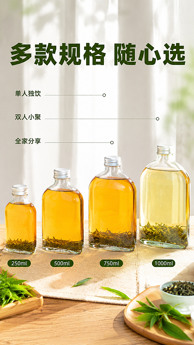 「图片1」，生成一套主图（6张），商品名称是冷泡茶，冷泡茶卖点： 1多款规格随心选，单人独饮、双人小聚、全家分享都适配 2.现萃冷泡工艺，茶汤清爽回甘，无苦涩感 3.低卡健康无多余添加，解渴解腻老少皆宜 4.开盖即饮免冲泡，宅家追剧、聚餐待客百搭 5.口味丰富可混搭，锁住新鲜本味 6.套餐组合性价比更高，日常茶饮轻松。选购适配淘宝/天猫平台，主图比例为9:16