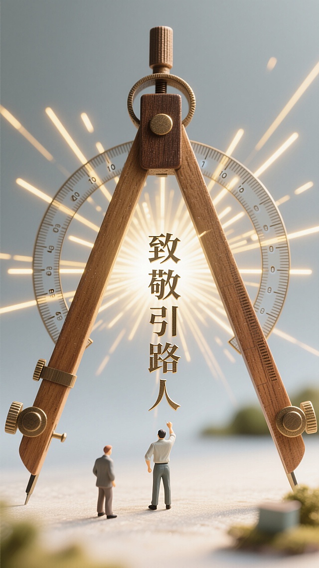 3D微缩艺术风，木质与金属结合，超现实主义设计，励志感十足，致敬引路人。