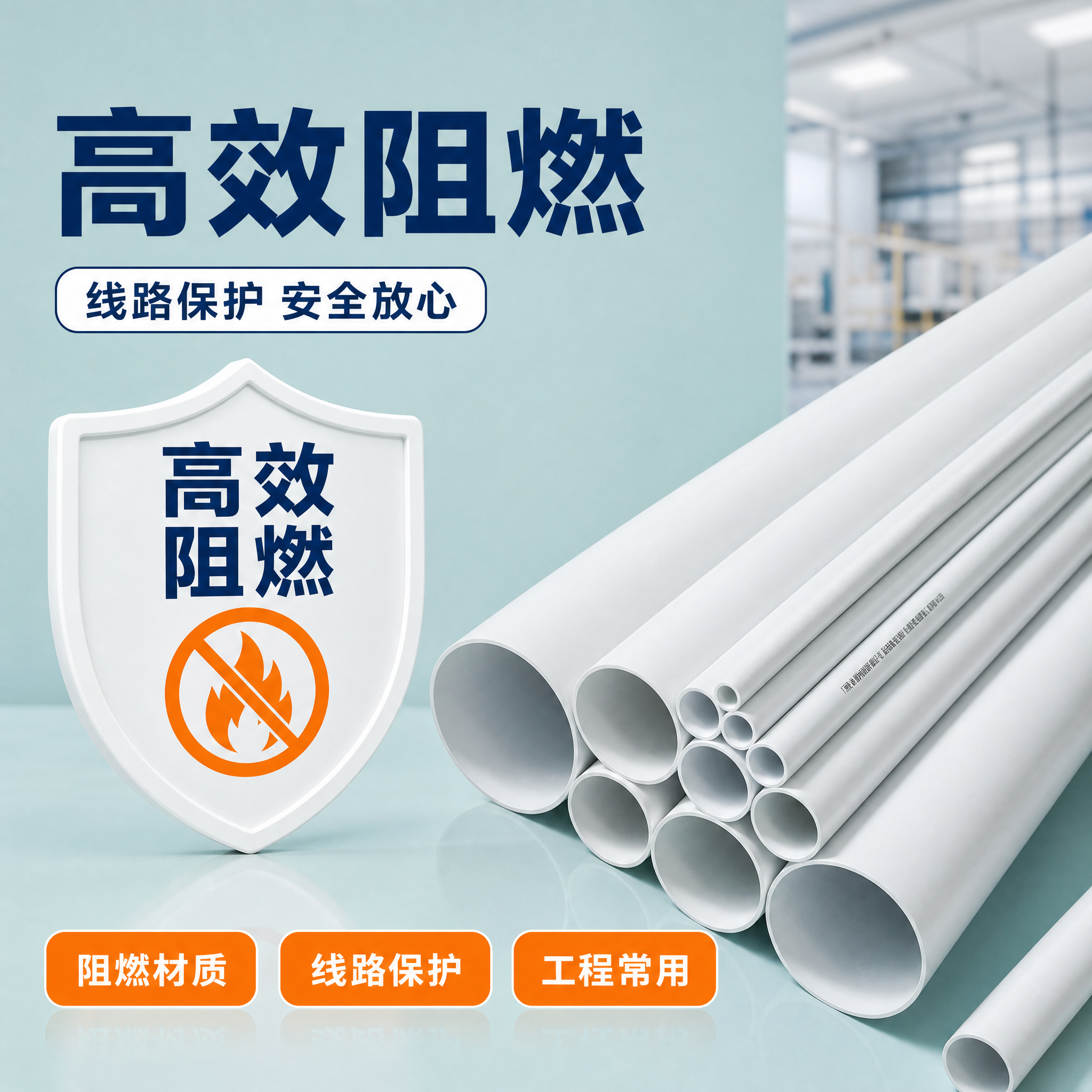 [主图-2] 核心亮点图，主题为高效阻燃，用安全盾牌与阻燃标识… - 图片创意预览