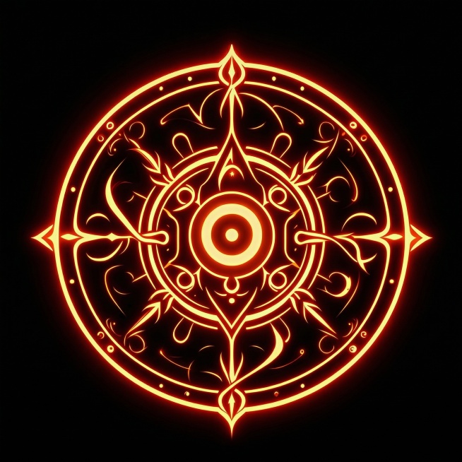 去掉图片中魔法阵周围向外发散的速度线和小点，保留中心发光魔法阵的完整图案和橙红发光效果，背景保持黑色，不要改变魔法阵本身的任何设计和细节预览效果