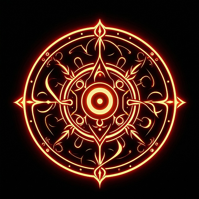 去掉图片中魔法阵周围向外发散的速度线和小点，保留中心发光魔法阵的完整图案和橙红发光效果，背景保持黑色，不要改变魔法阵本身的任何设计和细节
