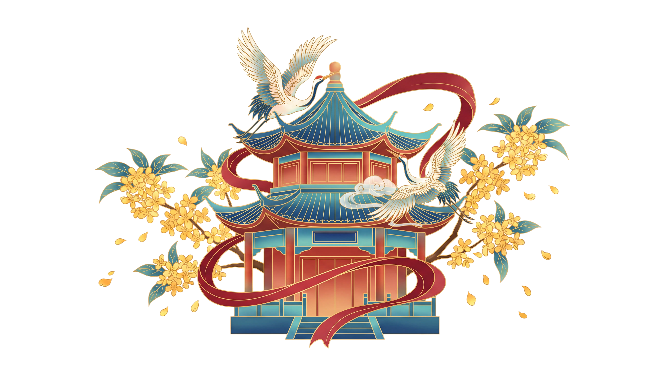 在画面中心位置，国风创意的图标，小元素设计，保留通透渐变层次与… - 图片创意预览