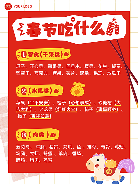 春节攻略指南餐饮美食喜庆感小红书配图