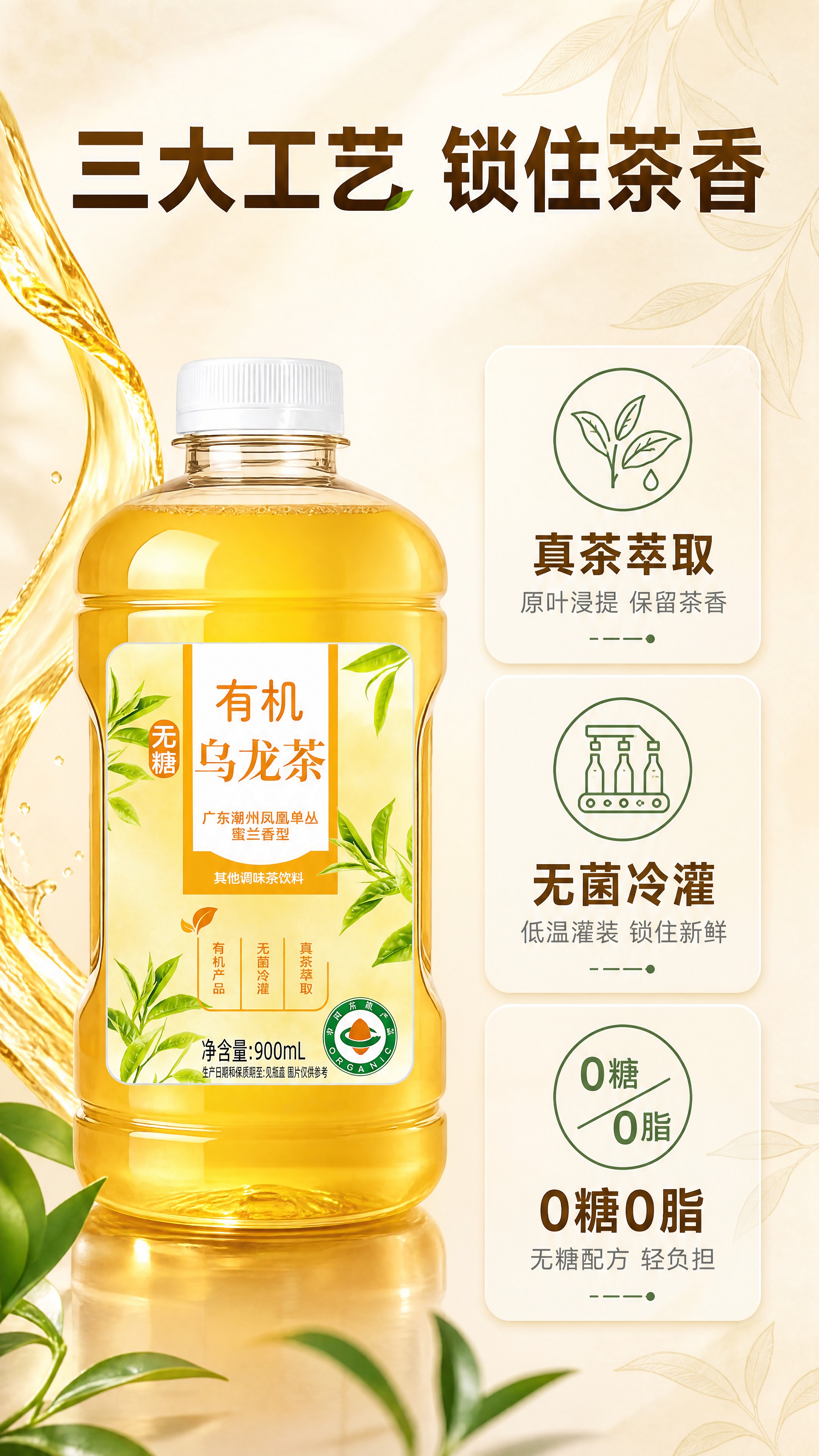 [商品] 使用【图1】有机无糖乌龙茶饮料瓶；保留瓶身全部结构、… - 图片创意预览