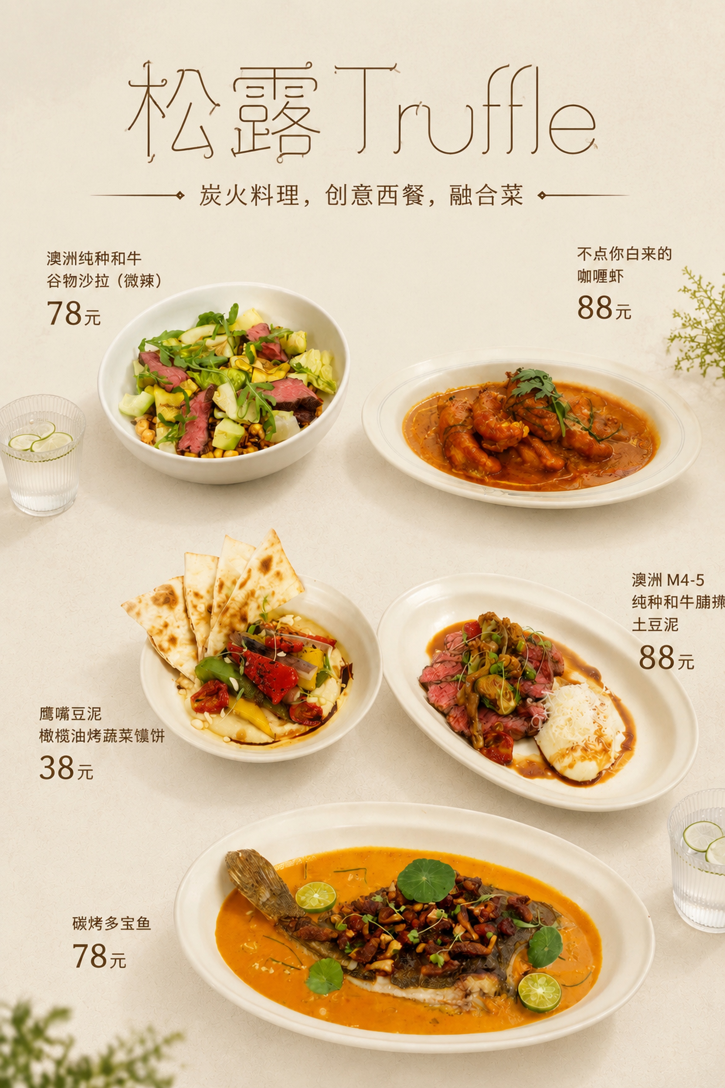 修改现有海报，将背景替换为复古纯色米白色，添加磨砂质感，保留所… - 图片创意预览