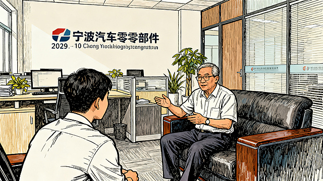请帮我生成一张微信公众号文章的插图，内容是：2025年10月，国庆假期刚过，胜经团队在宁波遇到了一家制造业企业。

年营收五个多亿，做汽车零部件的，在细分行业里排得上前列。老板姓张，五十出头，见面聊了不到十分钟就说：“胜经老师，我们刚开完战略务虚会，三天会议，我讲了整整两天半。”
