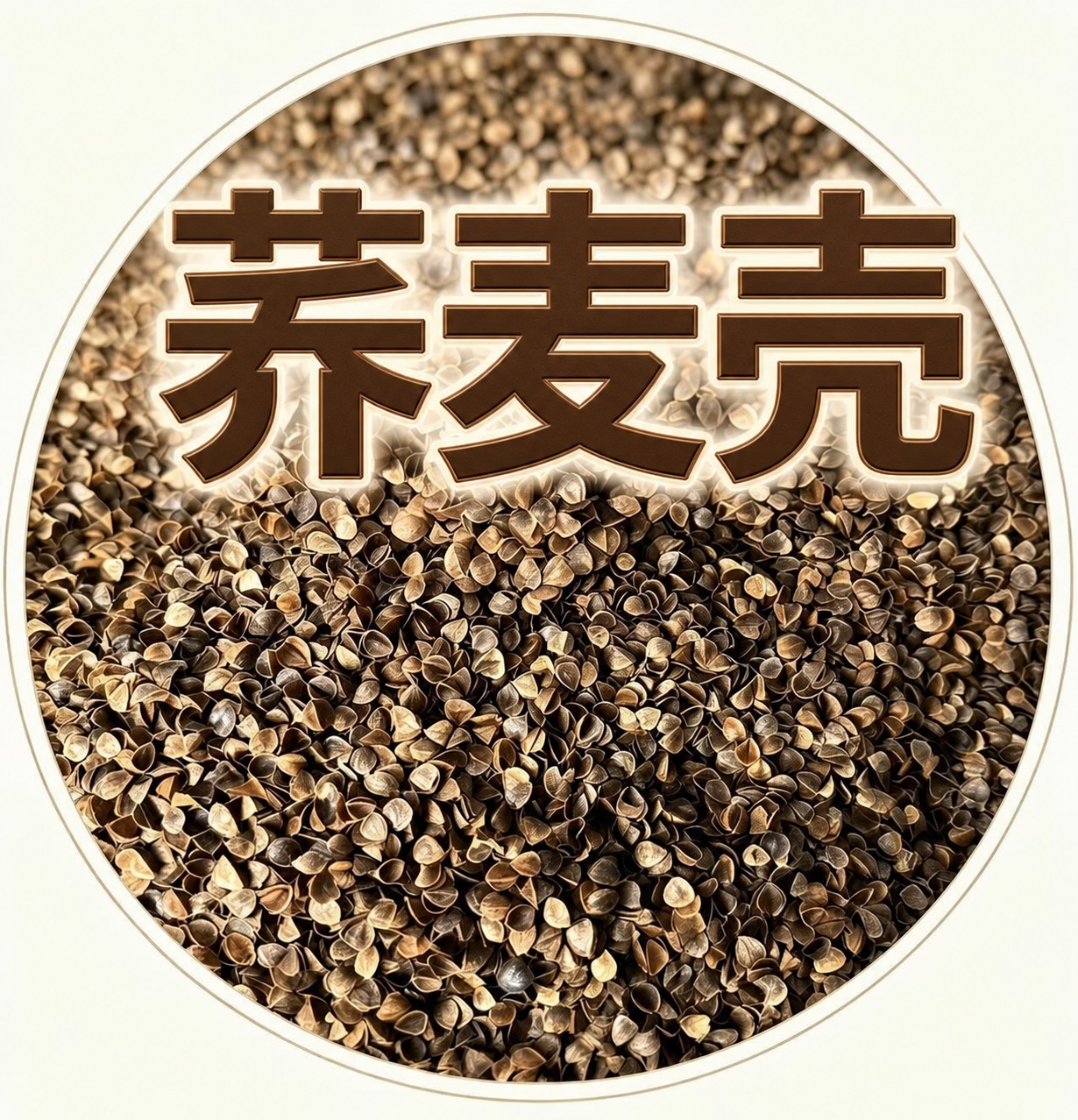 将这张圆形荞麦壳图顶部的"荞麦壳"三个字的字体大幅放大，让文字… - 图片创意预览