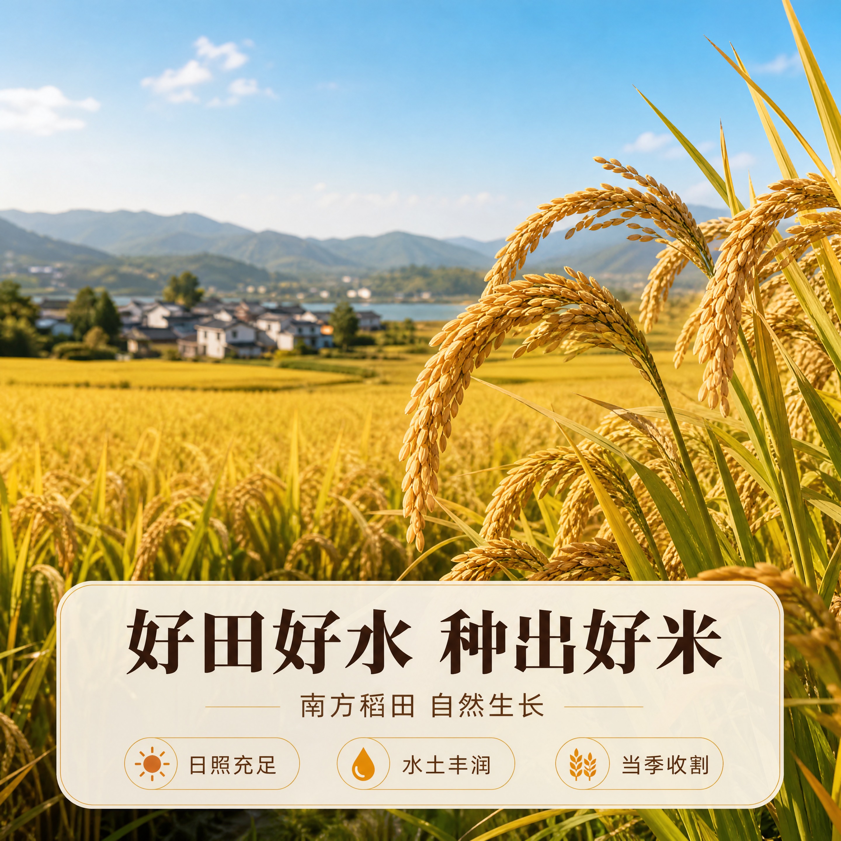 [商品] 籼稻大米，米粒修长饱满。 [画面] 页面目标：稻田产… - 图片创意预览