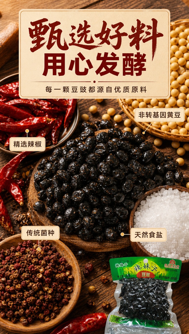 [商品] 使用【图1】辣妹子豆豉产品作为辅助元素小图露出；保留… - 图片创意预览