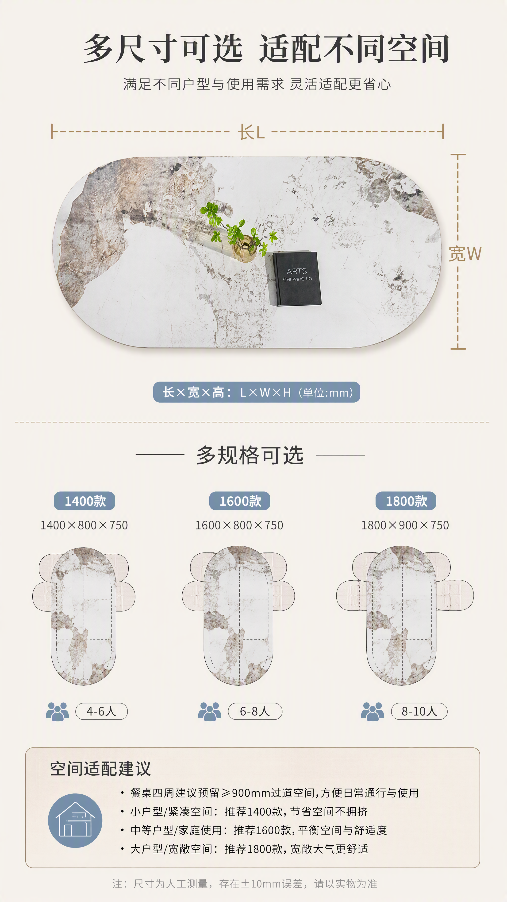 [第6张] 空间尺度页-台面尺寸与占地示意，多规格适配说明。本… - 图片创意预览