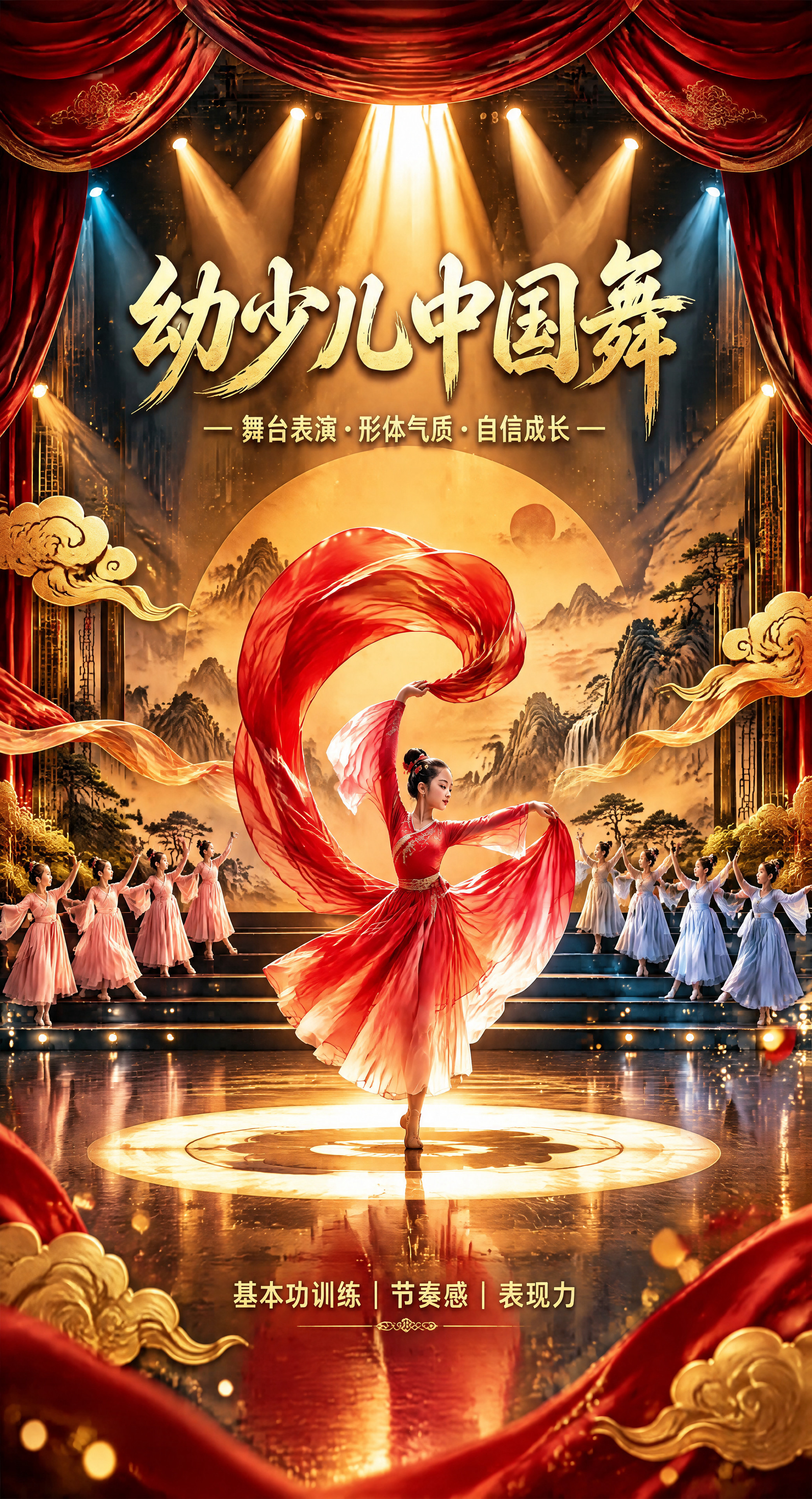 参考左图风格，生成一张168:310竖版超长幅国潮舞台海报（与… - 图片创意预览
