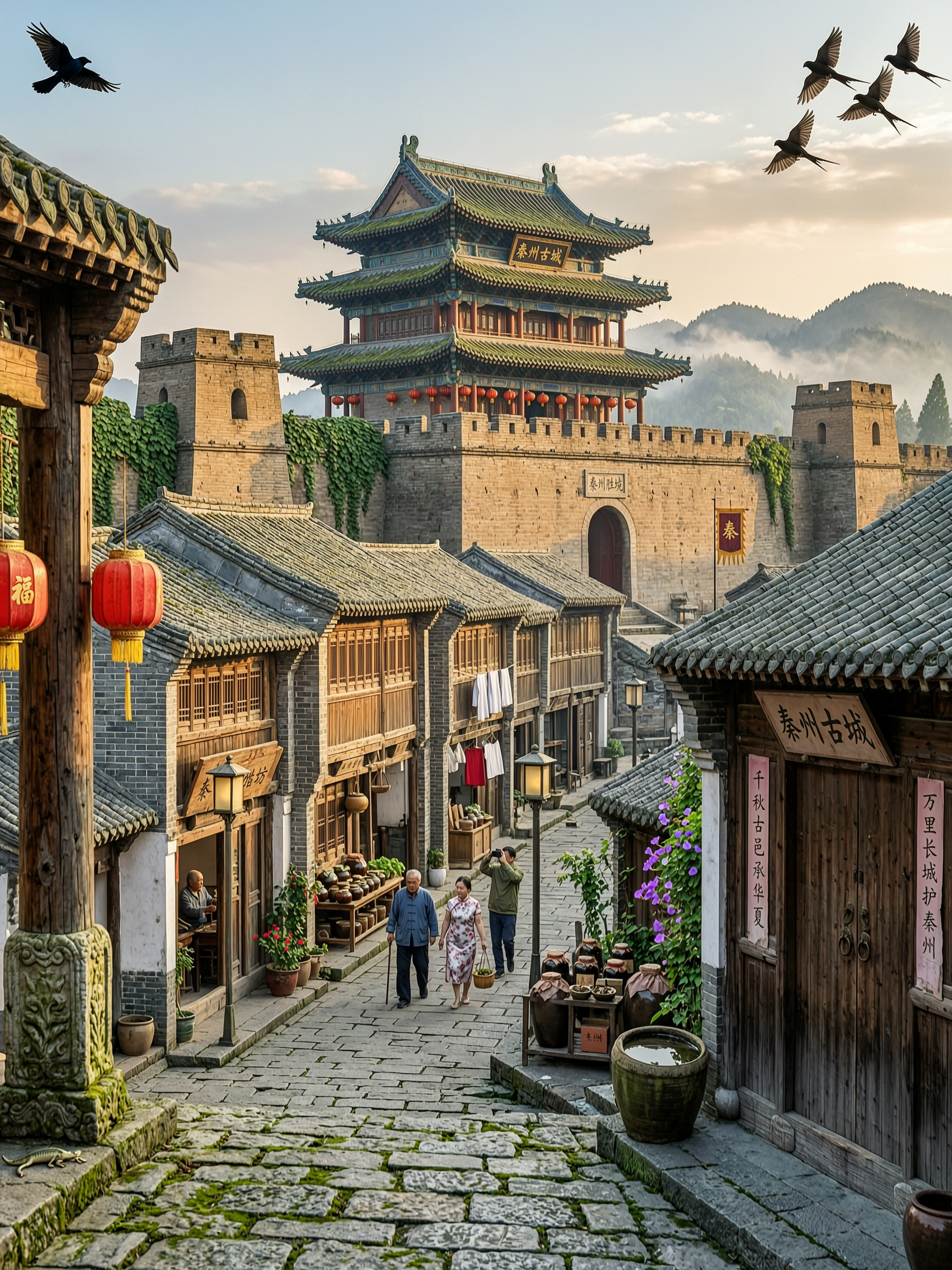 秦州古城风景，中国古代城市风貌，古建筑群，历史文化名城，传统中… - 图片创意预览