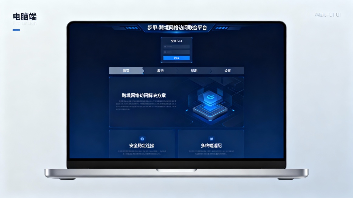帮我生成名字为“步甲-跨境网络访问联合平台”的UI界面预览效果