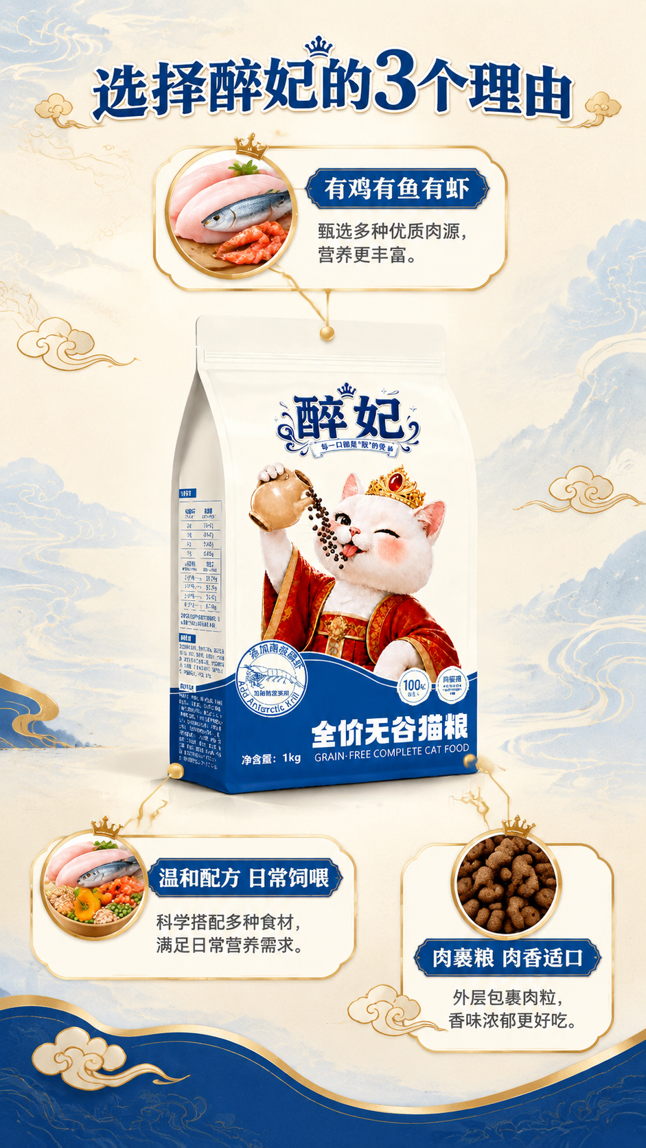 [商品] 使用【图1】醉妃猫粮包装袋居中展示；保留包装所有结构… - 图片创意预览