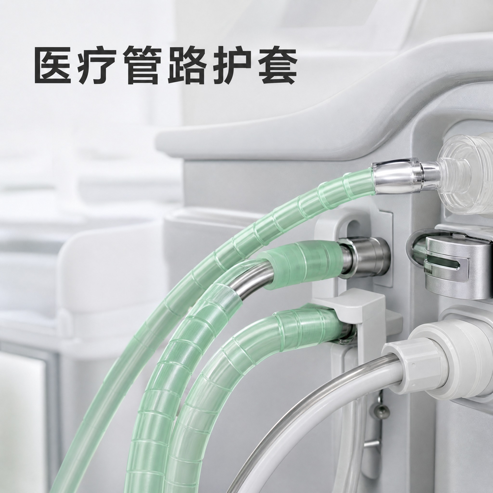 [主图-5] 应用场景图，高端医疗器械配套风，展示半透明绿色管… - 图片创意预览