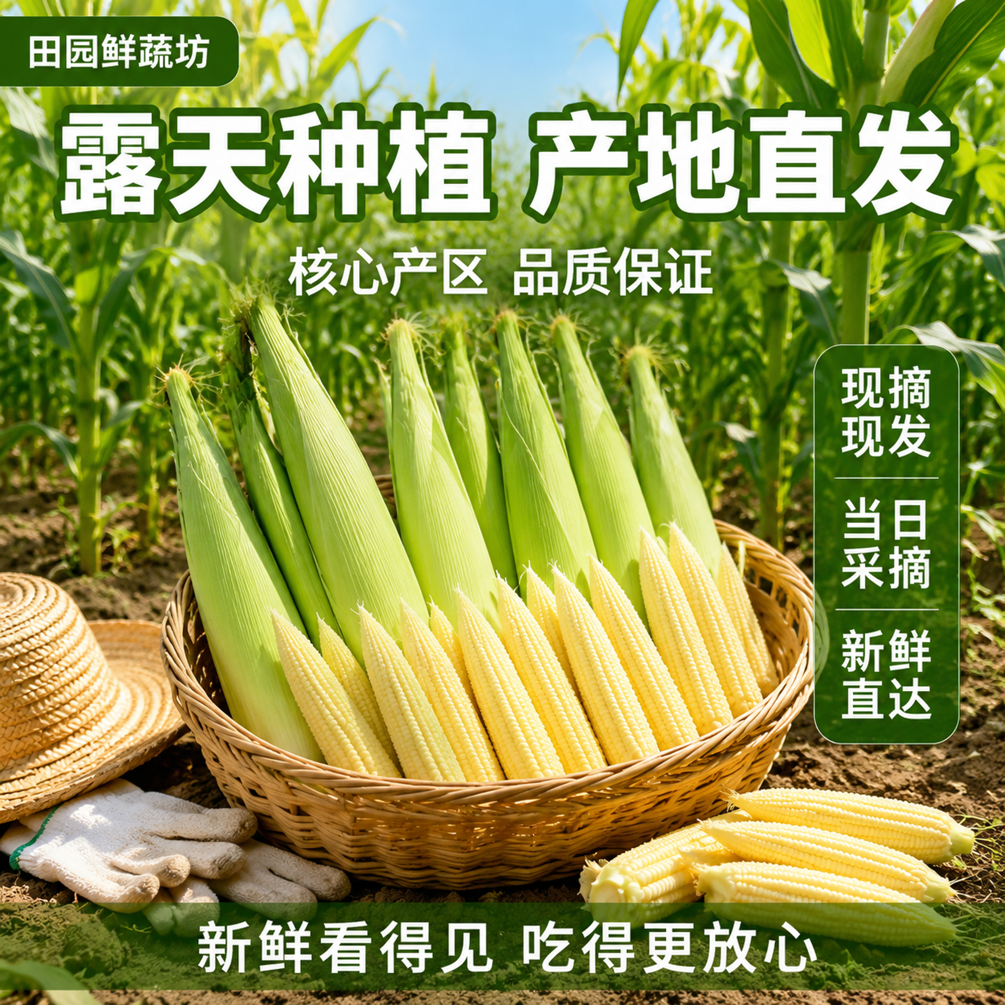 [主图-2] 产地溯源信任图 露天种植玉米笋。 [氛围风格]… - 图片创意预览