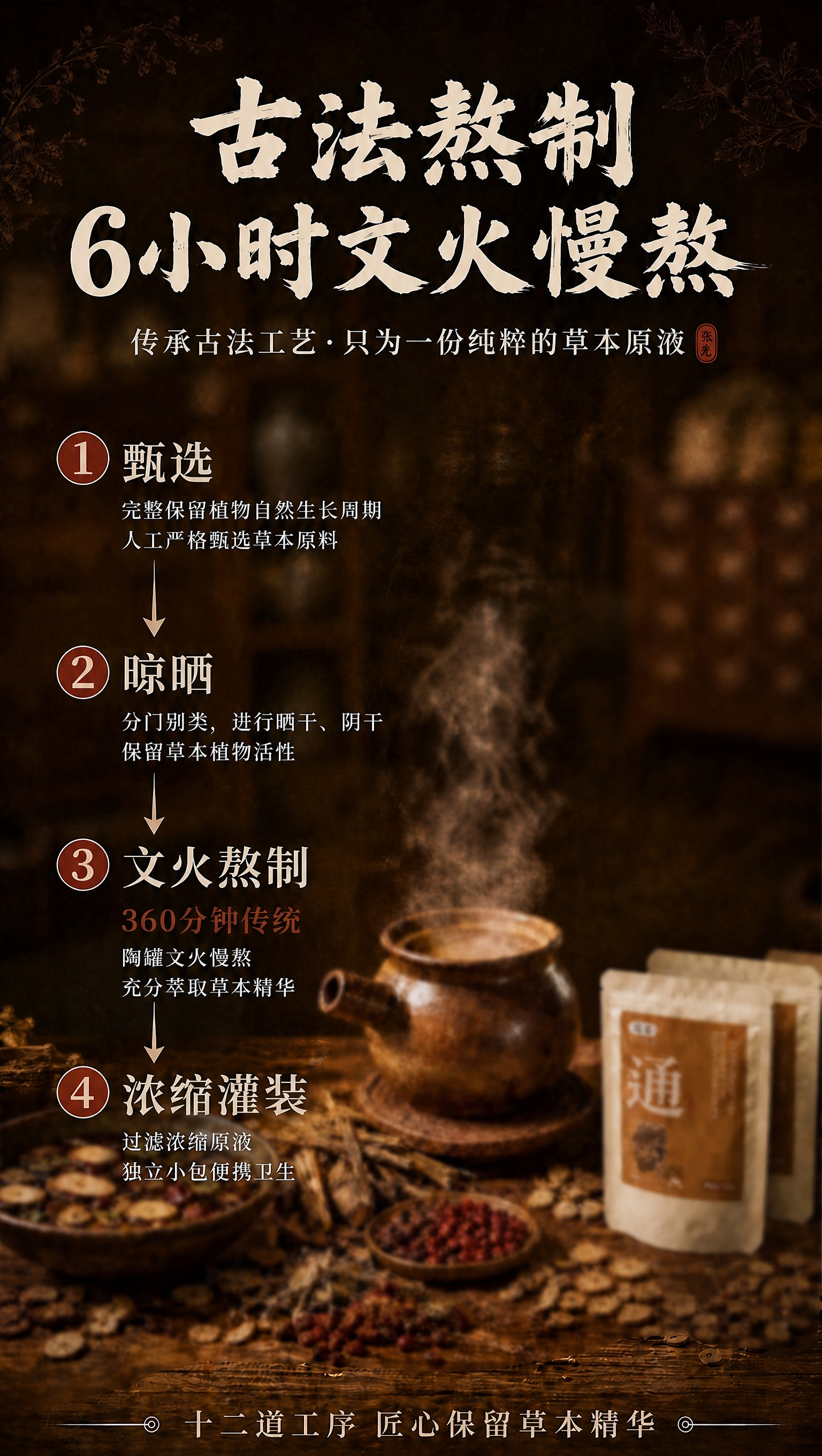 在完全保留原图背景、陶罐、草本原料、袋装产品、整体色调、光影、… - 图片创意预览