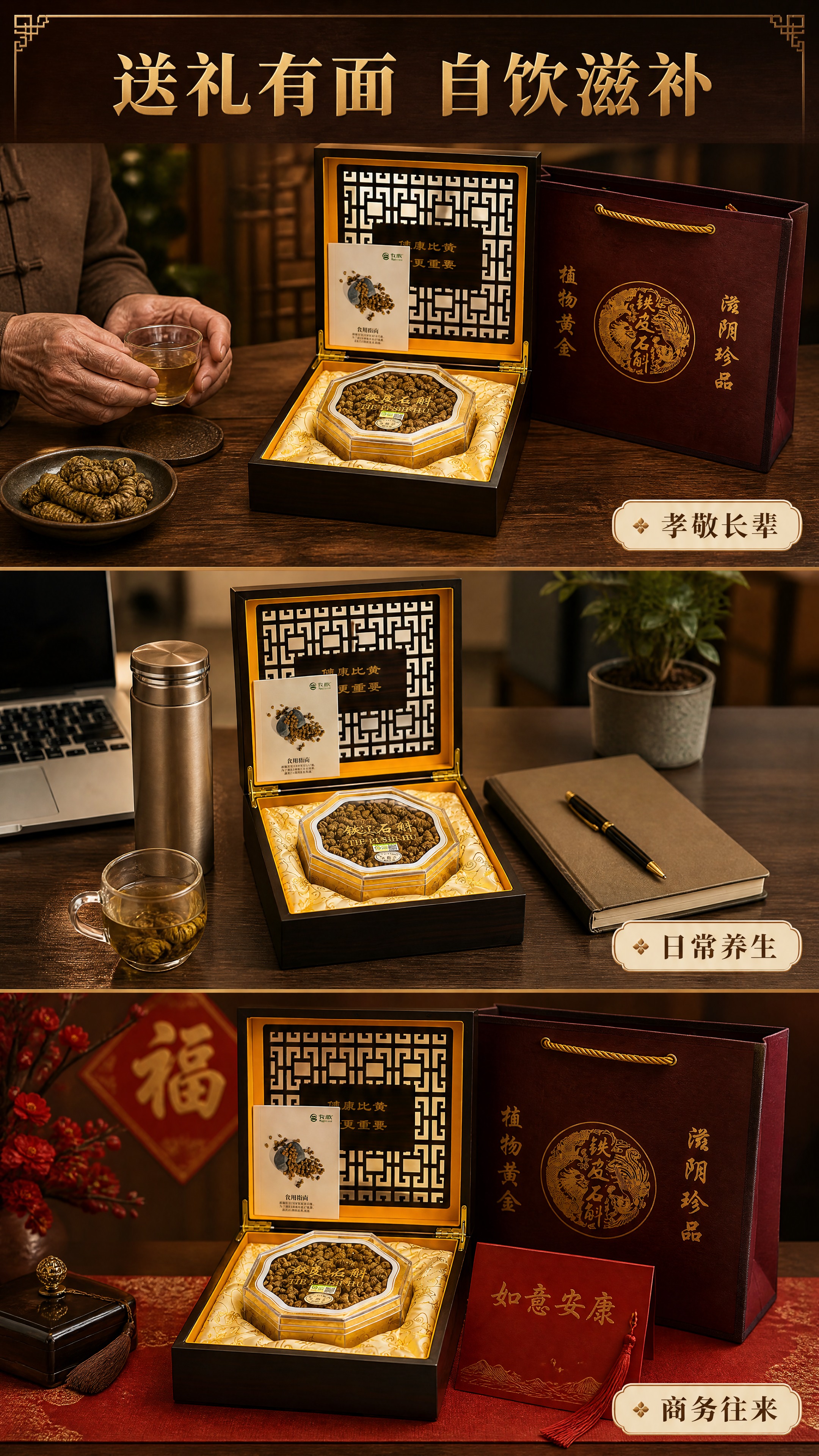 [商品] 使用【图2】【图4】铁皮石斛复古礼盒（深棕木盒、八角… - 图片创意预览
