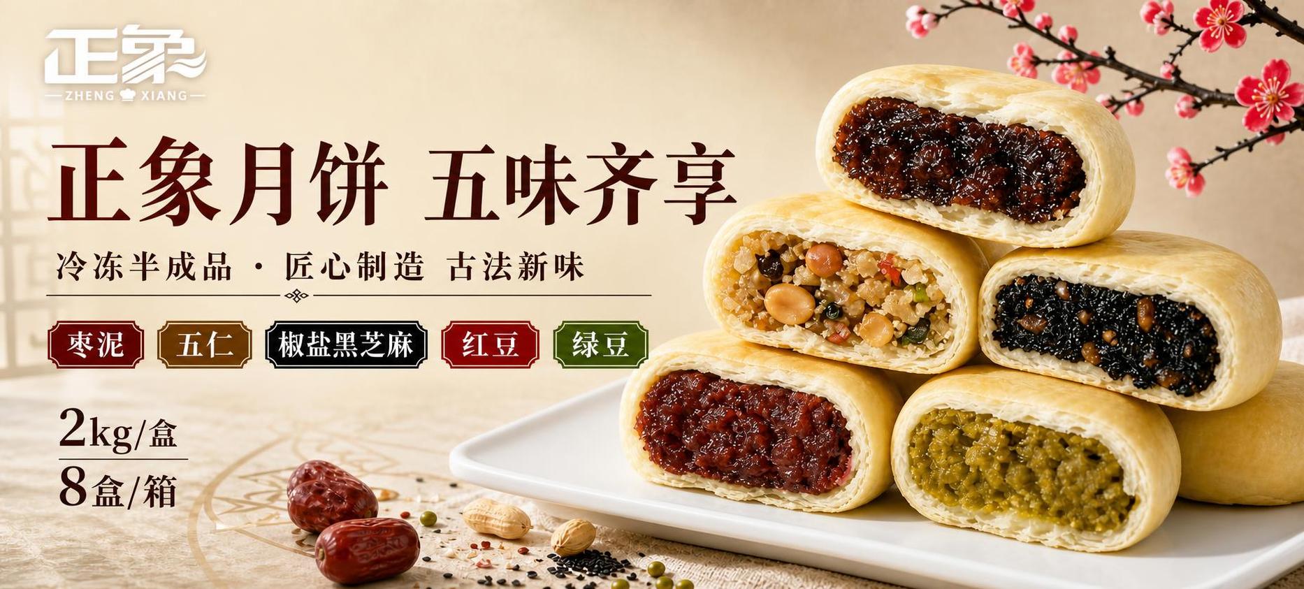 基于第一张月饼海报进行修改：1. 将左上角的品牌logo从"名… - 图片创意预览